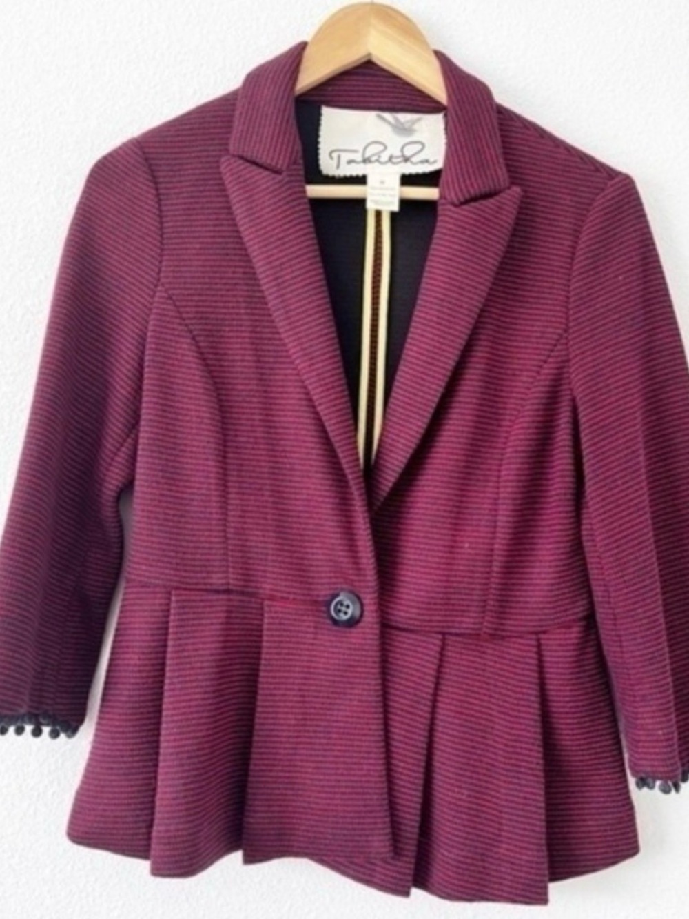 Anthropologie Tabitha Black and Red Open-Front Knit Cardigan